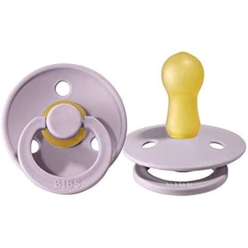BIBS Pacifiers | Natural Rubber Baby Pacifier | Set of 2 BPA-Free Soothers | Made in Denmark | Dusky Lilac | Size 0-6 Months