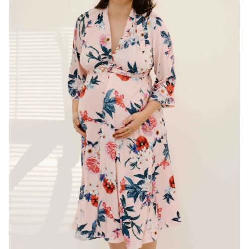 Lila Labor & Postpartum Gown in Blush Floral
