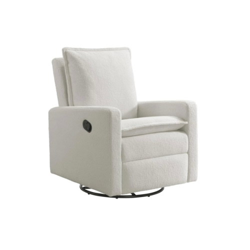 Oxford Baby Uptown Upholstered Swivel Glider and Recliner Nursery Chair, Boucle White