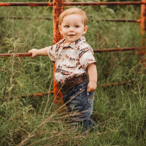 Western Train SS Pearl Snap Onesie, (0-18M)