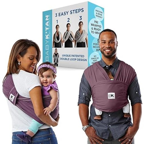 Original Baby K'tan Baby Carrier: #1 Easy Pre-Wrapped, Soft, Slip-On, No Rings, No Buckles | 5 in 1 Baby Sling Gift | The Best Hands Free Infant Wrap For Newborn to Toddler up to 35lb (See Size Chart) - Eggplant - Small (6-8)