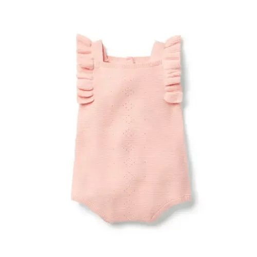 Baby Peach Peony Baby Pointelle Ruffle Romper by Janie and Jack