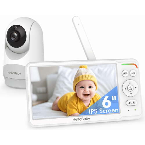 HelloBaby HB6260 6.0-inch Video Baby Monitor with Remote Pan and Tilt and IPS Color Display