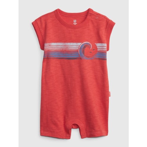 Baby Graphic Shorty One-Piece in red bird of paradise, size: 6-12 M