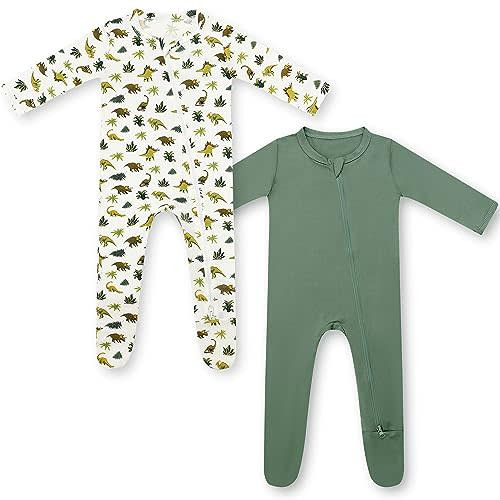 HAPIU Rayon from Bamboo Baby Footed Pajamas, 2 Way Zipper YKK, Footie for Baby Boy Girls, Newborn-24 Months