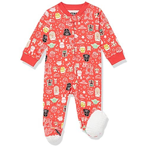 Amazon Essentials Disney | Marvel | Star Wars Unisex Babies' and Toddlers' Snug-Fit Cotton Footed Pajamas, Multipacks