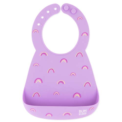 Bumkins Baby and Toddler Bibs, Silicone Bib, Baby & Toddler 6-24 Mos (Rainbows)