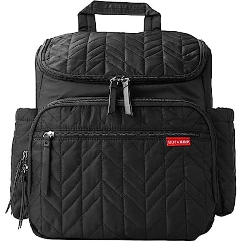 Skip Hop Diaper Bag Backpack: Forma, Multi-Function Baby Travel Bag with Changing Pad & Stroller Attachment, Jet Black