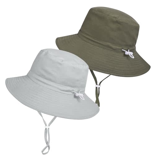Baby Toddler Sun Hat,Boys Girls Adjustable Bucket Hat for Kids UPF 50+ Sun Protective Child Summer Beach Hats 0-5 Years