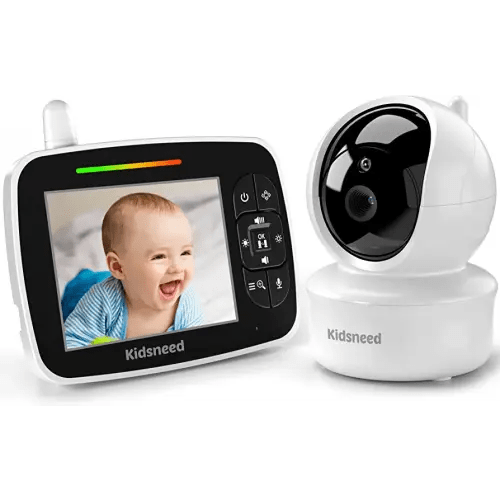 Kidsneed Baby Monitor - 3.5 Inch Video Baby Monitor with Remote Control Pan& Tilt &Zoom Camera, Two-Way Audio, Night Vision, Temperature Monitoring, Lullabies, 960ft Long Range