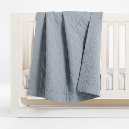 Jack Cloudy Blue Organic Cotton Baby Crib Quilt by Leanne Ford