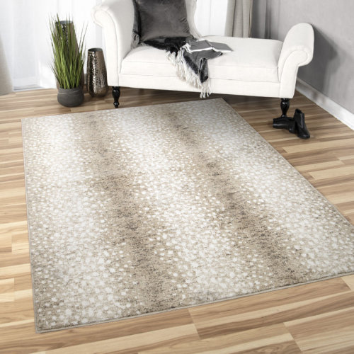 Loon Peak Aubriel Animal Print Soft White Stain Resistant Area Rug