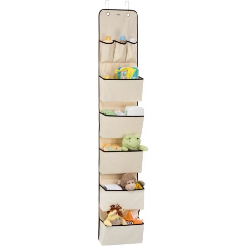 Over The Door Hanging Wall Organizer with 8 Pockets - Metal Hooks - Saves Space in your Baby Nursery, Closet, Children's Room or Office