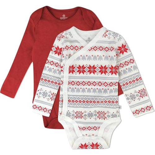 HonestBaby Multipack Long Sleeve Bodysuits One-piece 100% Organic Cotton for Infant Baby Boys, Girls, Unisex