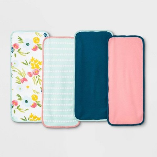 Baby Girls' 4pk Floral Fields Burp Cloth Set - Cloud Island™ White One Size