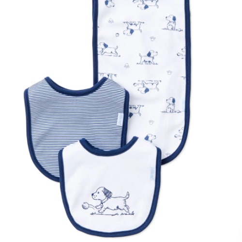 Puppy Toile Bib & Burp Set