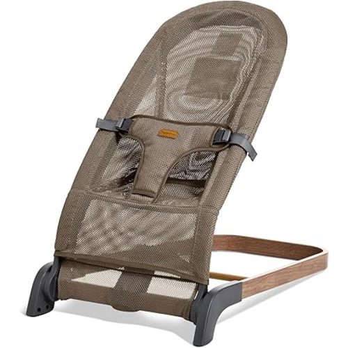 Foldable Baby Bouncer, 3-Height Adjustable, Portable Newborn Rocker, Ergonomic Bouncer Seat for 0-6 Months, Breathable Mesh (Green)