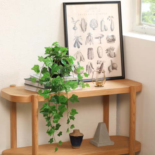 Mainstays 22.8" Tall Artificial Hanging Green Ivy Plant in Black Pot