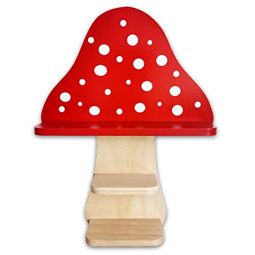 Ella & Emma Floating Wooden Mushroom Shelf - Bathroom Shelves, Crysta Shelf, Mushroom Decor, Wall Shelves, Home Floating Shelf as Corner Bookshelf, Kitchen Decor, Crystal Shelf, Hanging Shelves