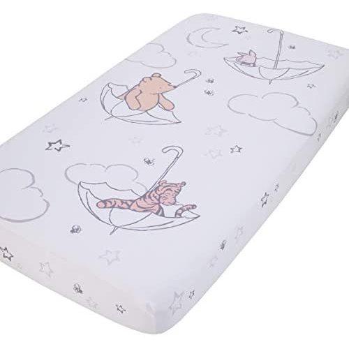 Disney Winnie The Pooh - Classic Pooh - Ivory, Tan & White Photo Op Fitted Crib Sheet, Tan, White, Grey , 28x52x8 Inch (Pack of 1)