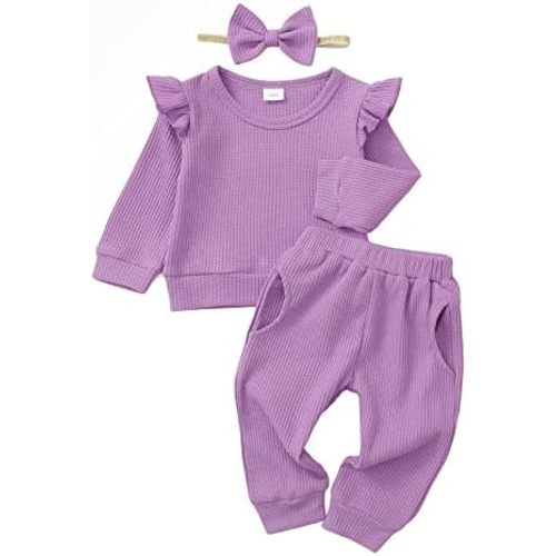 Mioglrie Baby Girl Clothes Infant Toddler Girls Fall Winter Outfits Sweatshirts Clothing Set 3 6 12 18 24 Month 2T 3T