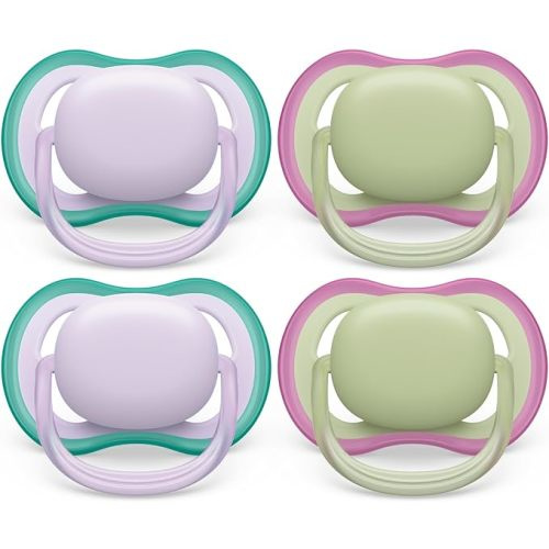 Philips Avent Ultra Air Pacifier 0-6m, Fresh Lilac/Pastel Green, 4 pack SCF085/50