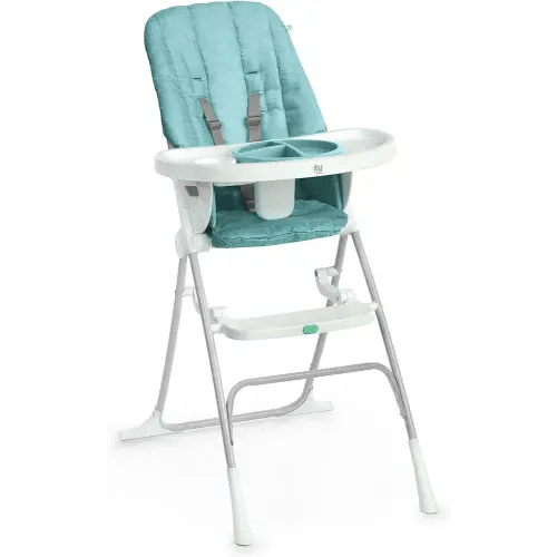 Ingenuity Sun Valley Compact Folding Baby High Chair, Food-Grade Safe Plate, 5-Point Harness, for Ages 6 Months and Up, Unisex - Teal