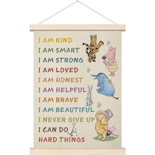 Inspirational Winnie Poster Hanger, Nursery Wall Hanger, Pooh Poster Decorations, Nursery Wall Art Decor, Pooh's Educational Wall Art for Classroom Wall, Kid's Rooms, Living Rooms 12x16 Inch