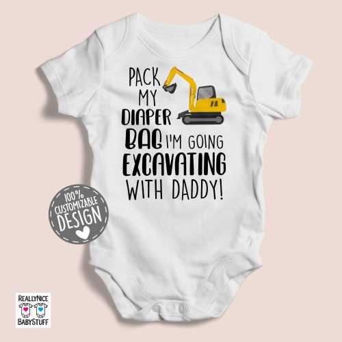 Excavator Baby Bodysuit | Excavating With Daddy Romper