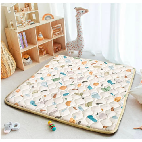 Baby Play Mat, 50x50 Playpen Mat with Super Soft Touch, Activity Playmat with Upgraded Anti-Slip Bottom, Machine Washable Crawling Mat for Floor & Picnic(Boho Color Blocks)