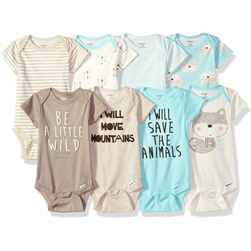 Gerber unisex-baby 8-pack Short Sleeve Onesies Bodysuits - 0-3 Months - Fox