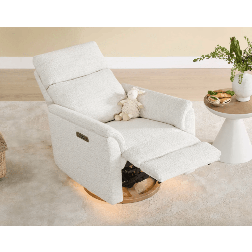 Lulla Power Swivel Nursery Glider Recliner with Power Headrest and Nightlight