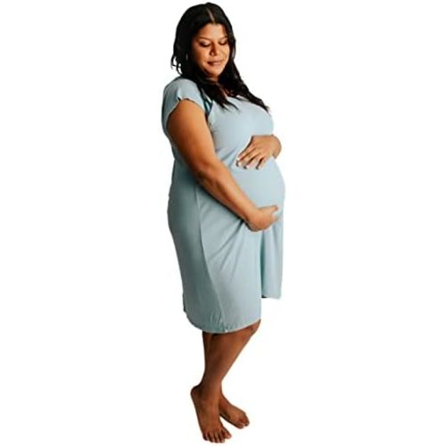 Three Little Tots Mommy Labor and Delivery Gown - Stretchy Soft Maternity and Nursing Nightgown