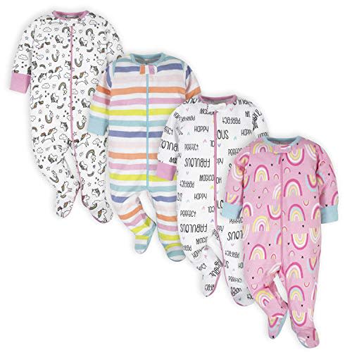 Onesies Brand baby-girls 4-pack Sleep 'N Play Footies Multi Pack