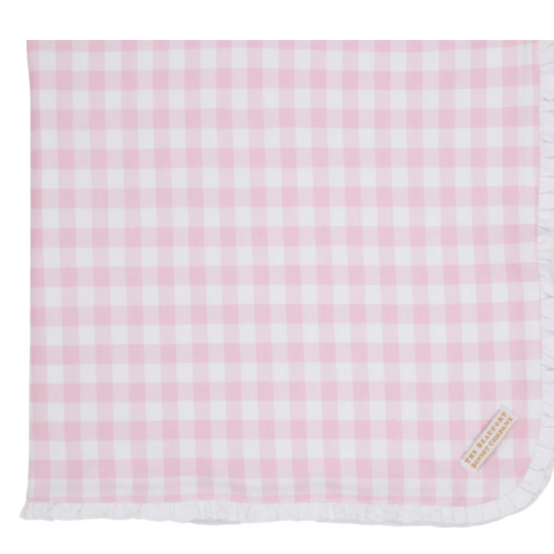 Baby Buggy Blanket - Palm Beach Pink Gingham with Worth Avenue White