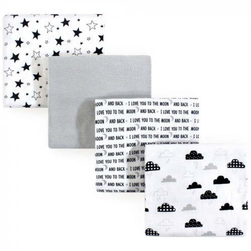 Hudson Baby Unisex Baby Cotton Flannel Receiving Blankets, Moon And Back, One Size