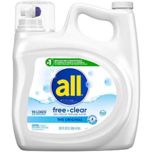 All Liquid Laundry Detergent Free Clear for Sensitive Skin 94 Loads - 141 fl oz