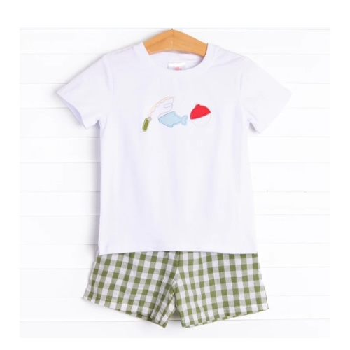 Pond Pal Applique Short Set, Green – Stitchy Fish