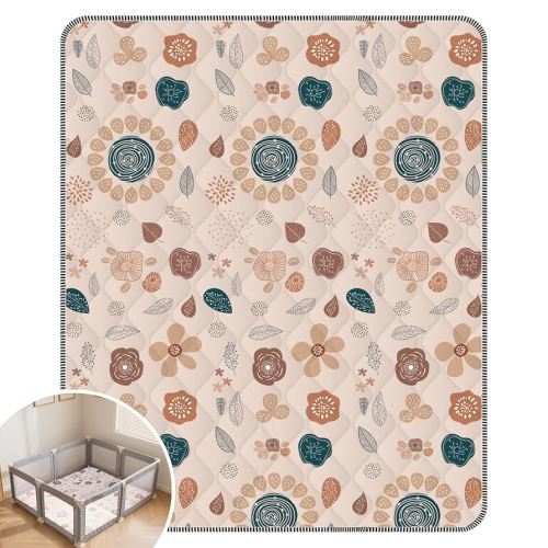 Baby Play Mat for Floor,71x59 Inch: Boho Flower