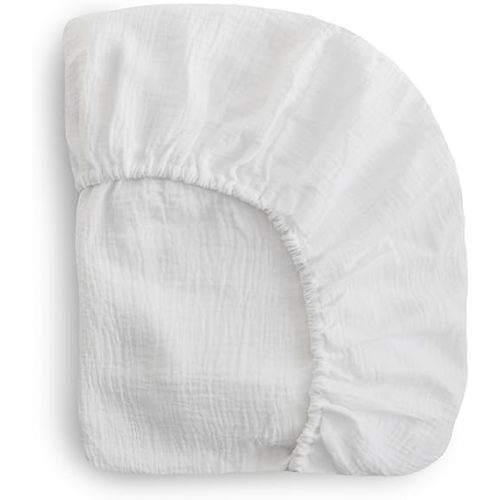 mushie Extra Soft Muslin Fitted Crib Sheet | 192 Thread Count | 28"x 52" (White)