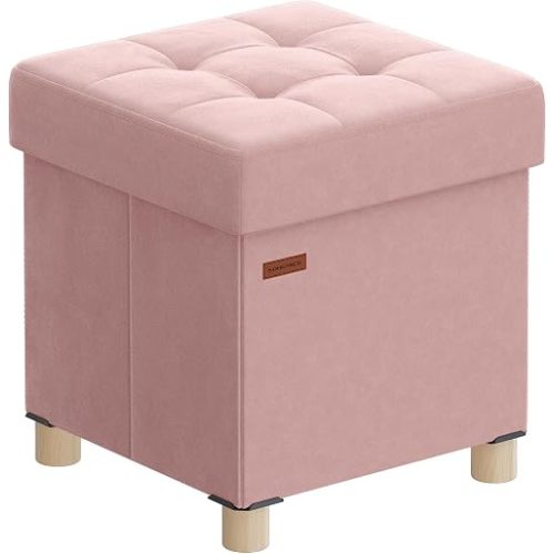 SONGMICS Small Storage Ottoman, 15 x 15 x 15.8 Inches, 9.8 Gal. (37 L)