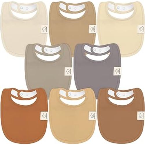 8-Pack Organic Baby Bibs for Boys, Girls - Soft Cotton Drooling and Teething Baby Bibs, Baby Girl Bibs, Baby Boy Bibs, Baby Drool Bibs for Baby Girl, Boy, Newborn Infant Bibs (Terracotta)