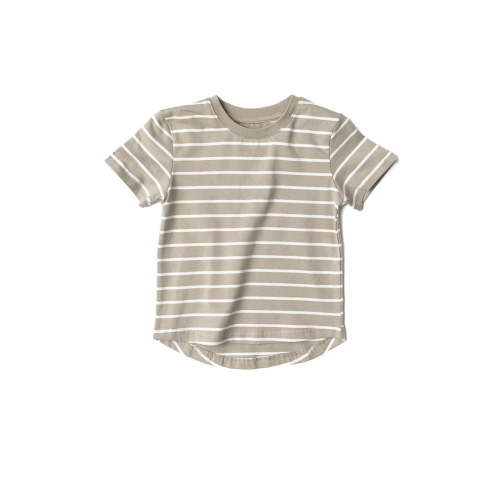 Pinstripe Tee - Khaki Green and White