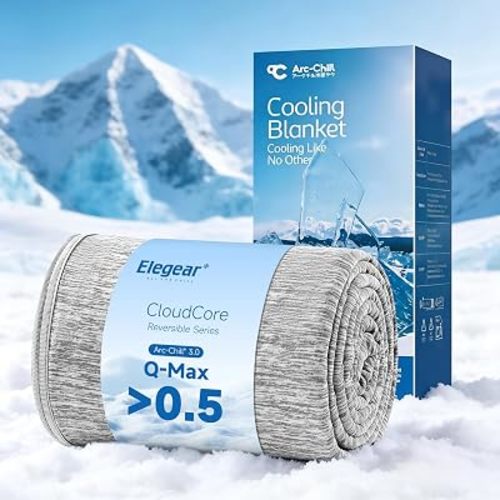 Elegear Revolutionary Cooling Blanket Twin, Absorbs Heat to Keep Body Cool for Night Sweats, Arc-Chill Cool 3.0 Fiber Q-Max>0.5 for Hot Sleepers, Lightweight Summer Cold Blankets for Sleeping, Grey