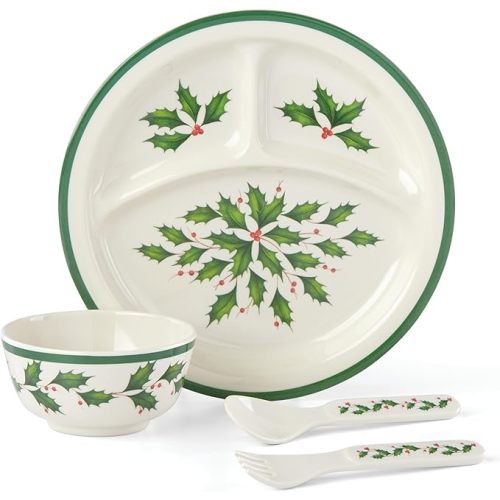 Lenox 885787 Holiday-Children's 4-Piece Dinner-Set, Christmas Dinnerware, Hosting