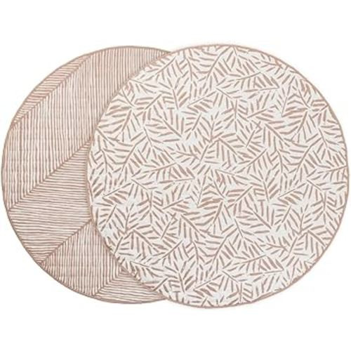 Toddlekind 100% Organic Cotton 48" Reversible Quilted Luxe Play Mat for Babies/Toddlers, Multifunctional, Sea Shell