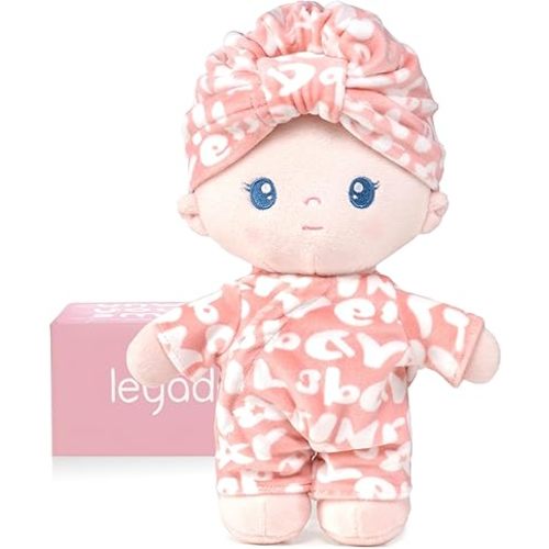 LeyaDoll Soft Baby Doll Toys (9''), My First Baby Rag Doll for 1 Year-Old Girl Birthday Gift, Christmas Plush Toys Gift for Toddler Kids Infants-Pudding Baby