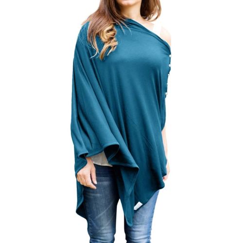 Byrd & Blume Maternity Nursing Cover Breathable Lightweight Breastfeeding Cover Wrap Shawl Scarf Poncho Full 360 (Marine, One size)