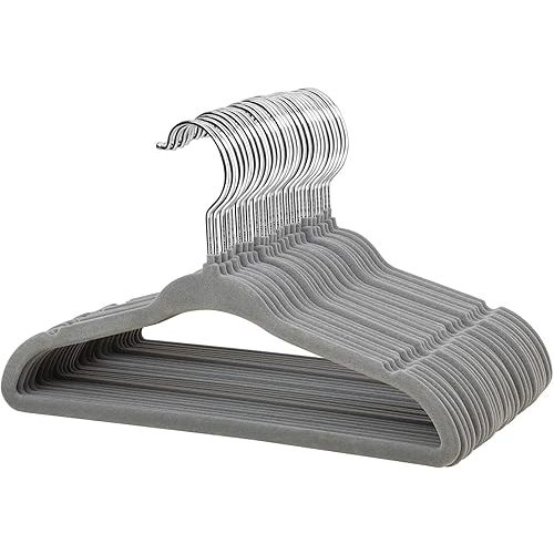 ManGotree Baby Clothes Hangers, Velvet Kids Toddlers Coat Hangers with Ultra Thin & Non-Slip Design (30 Pack, Gray)