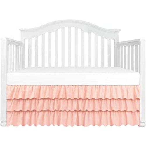 3 Tiered Ruffled Crib Skirt Baby Girl Nursery Bedding Dust Ruffle (3 Tiered Peach)…
